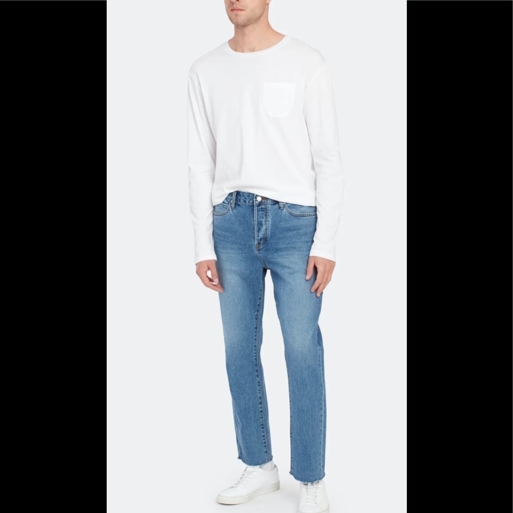 Lab101 Men's 30 X 28 John Crop Ozone Slim Straight Blue Jeans Button Fly